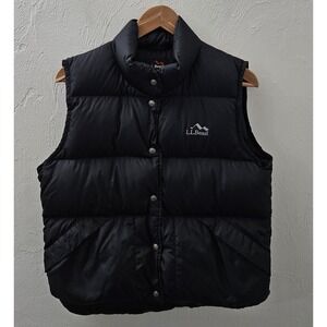 L.L. Bean Goose Down Filled Black Full Zip Puffer Vest Women's Size Small *READ